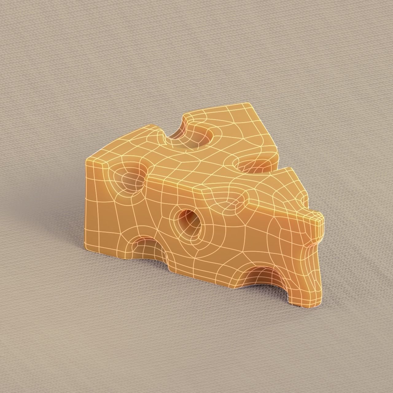 Cheese low-poly and subdiv Low-poly 3D model_3