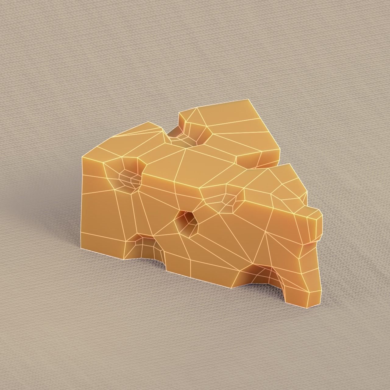 Cheese low-poly and subdiv Low-poly 3D model_6