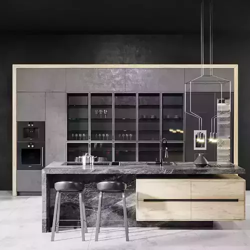 kitchen08 modern kitchen with cabinets and marble counter tops