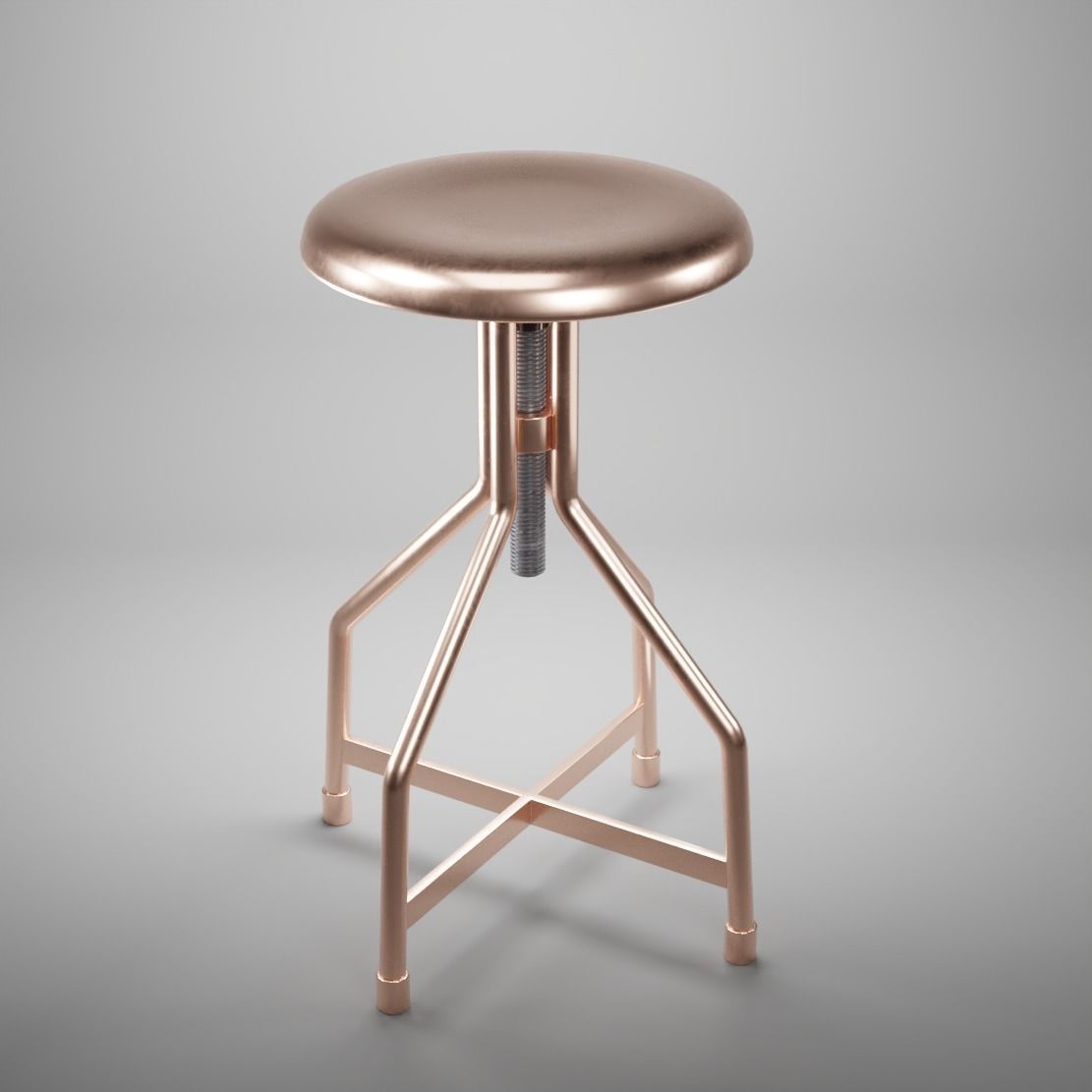 Chair copper stool Low-poly 3D model_1
