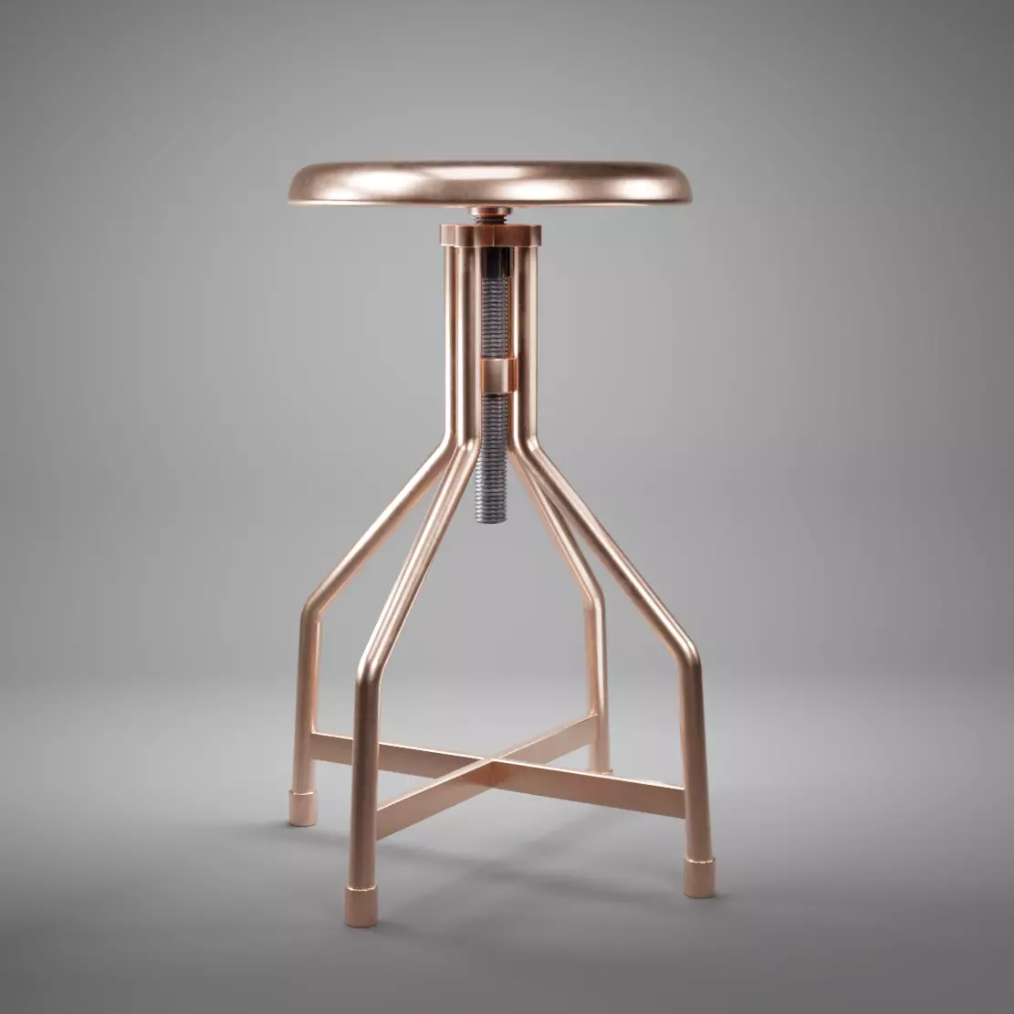 Chair copper stool Low-poly 3D model_0