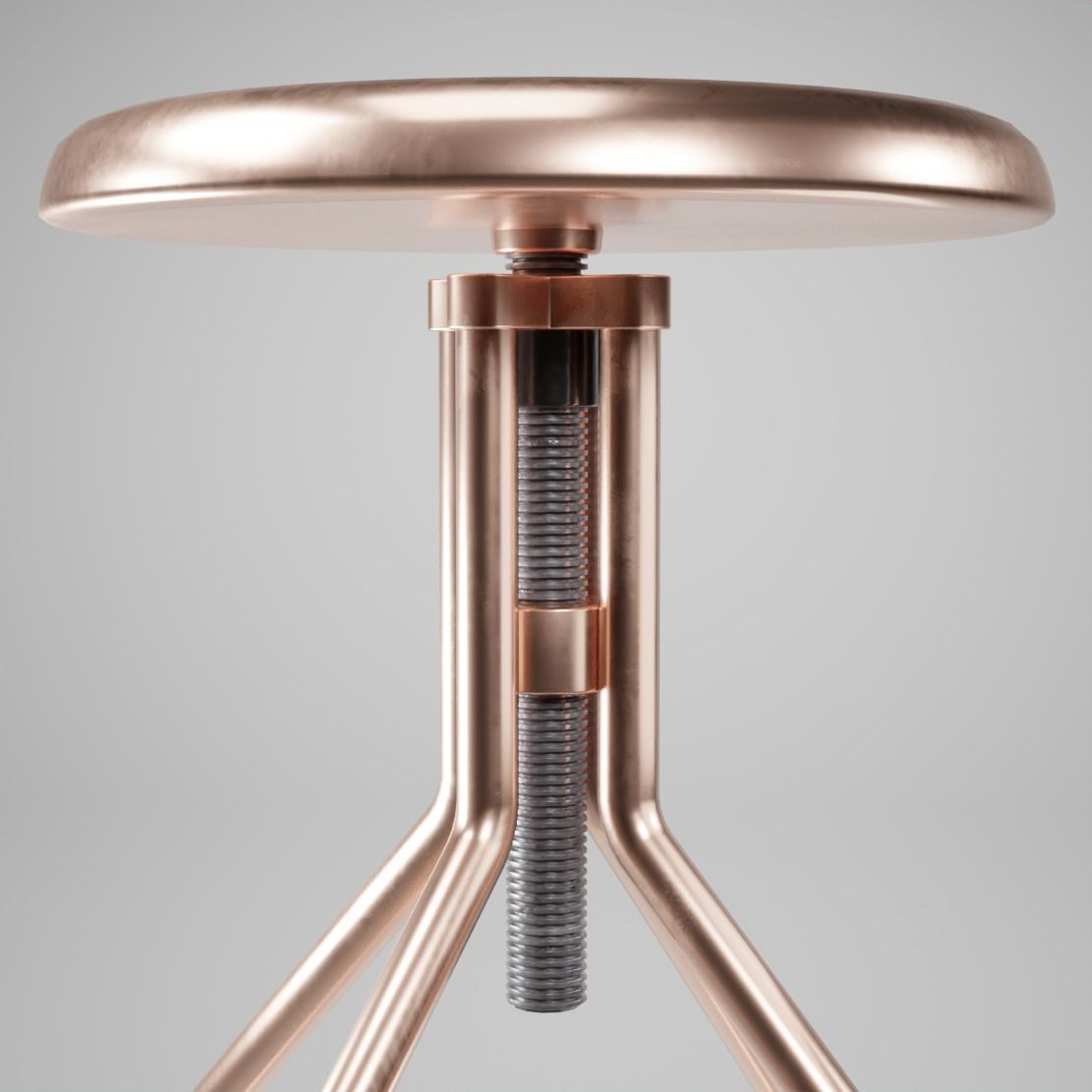 Chair copper stool Low-poly 3D model_2