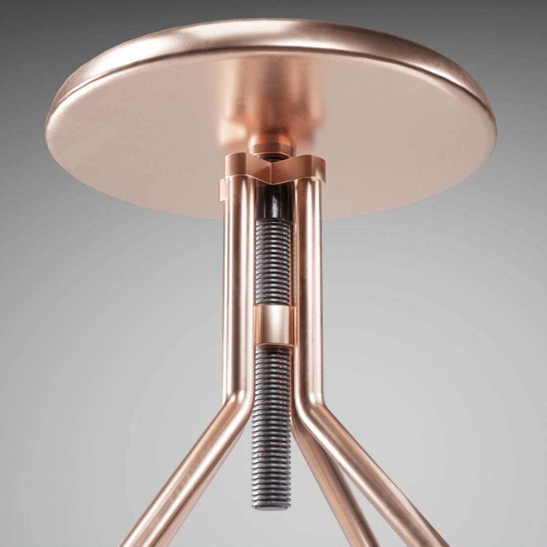 Chair copper stool Low-poly 3D model_3