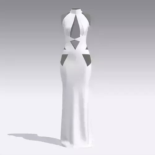 DRESS LOOK WHITE LONG SQUARE DRESS PANELED MODERN LOOK