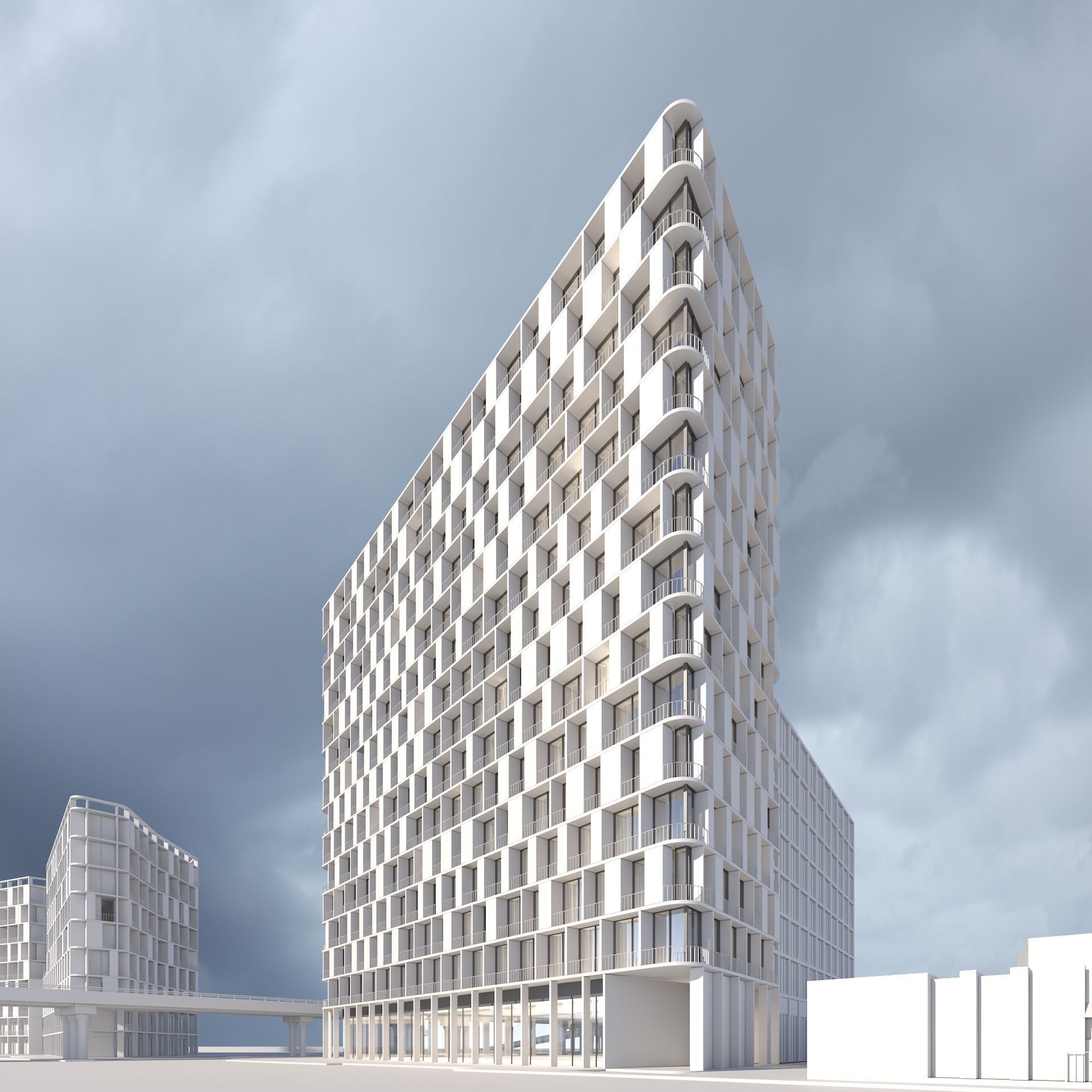 Apartments Building 3D model_1