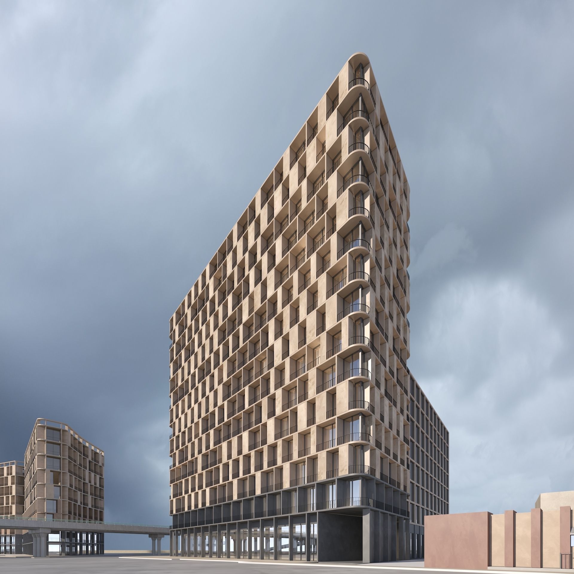 Apartments Building 3D model_3