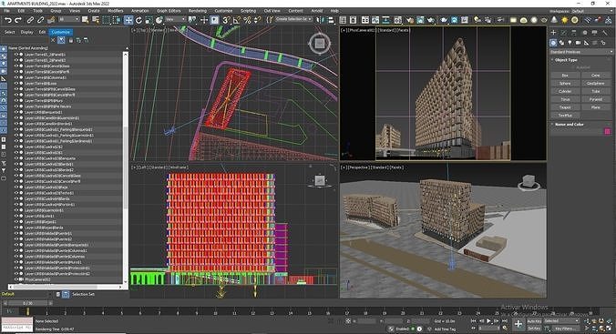 Apartments Building 3D model 7