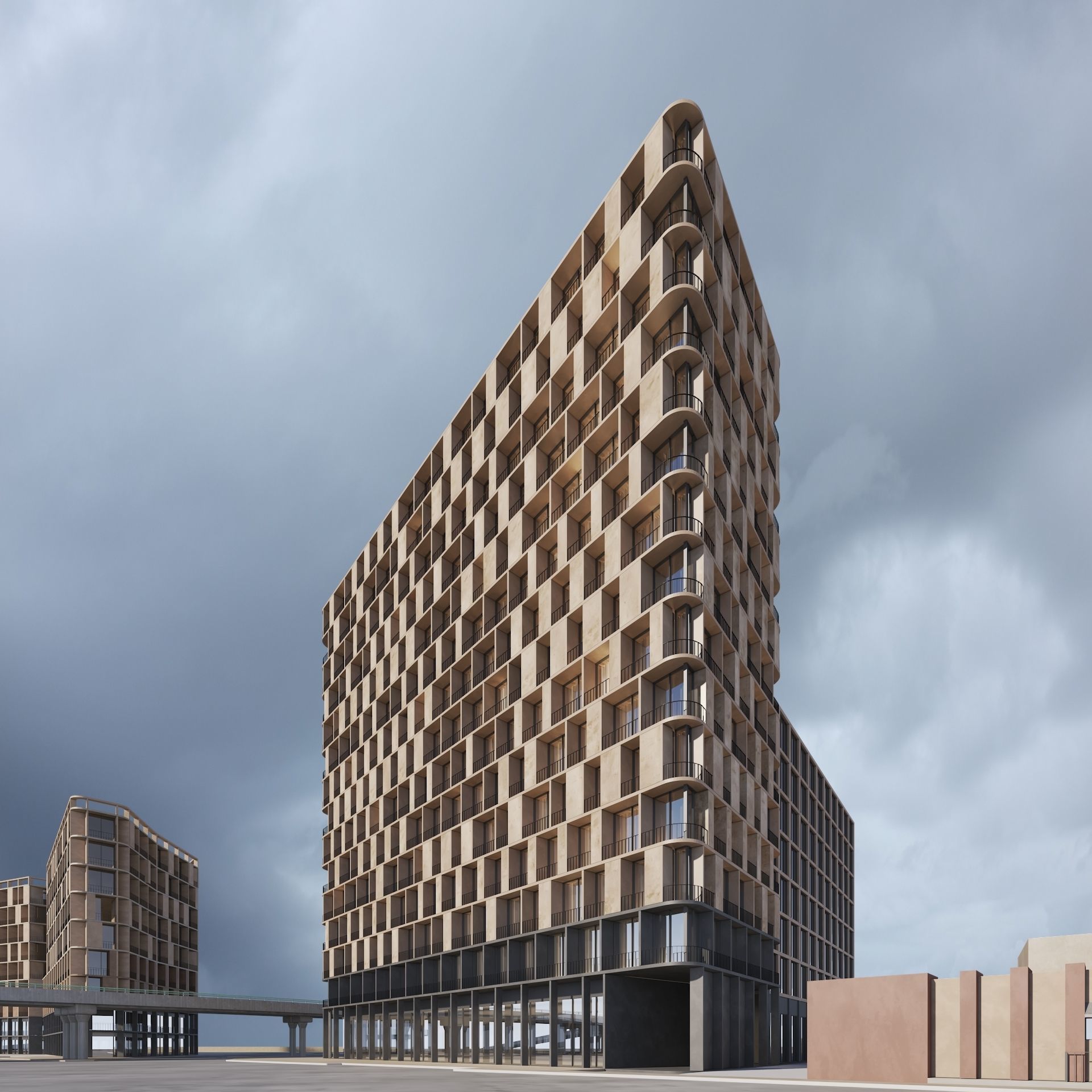 Apartments Building 3D model_2