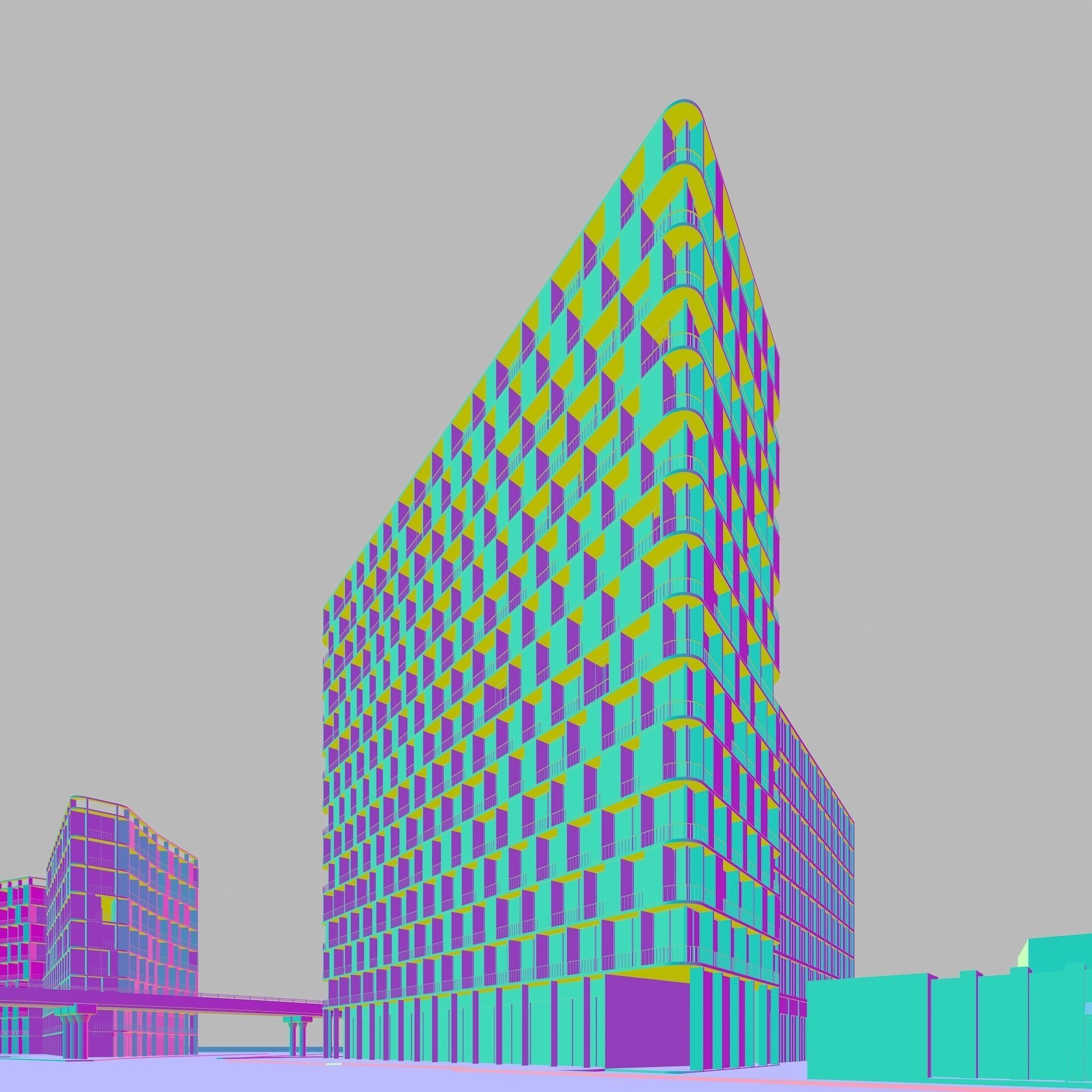 Apartments Building 3D model_5