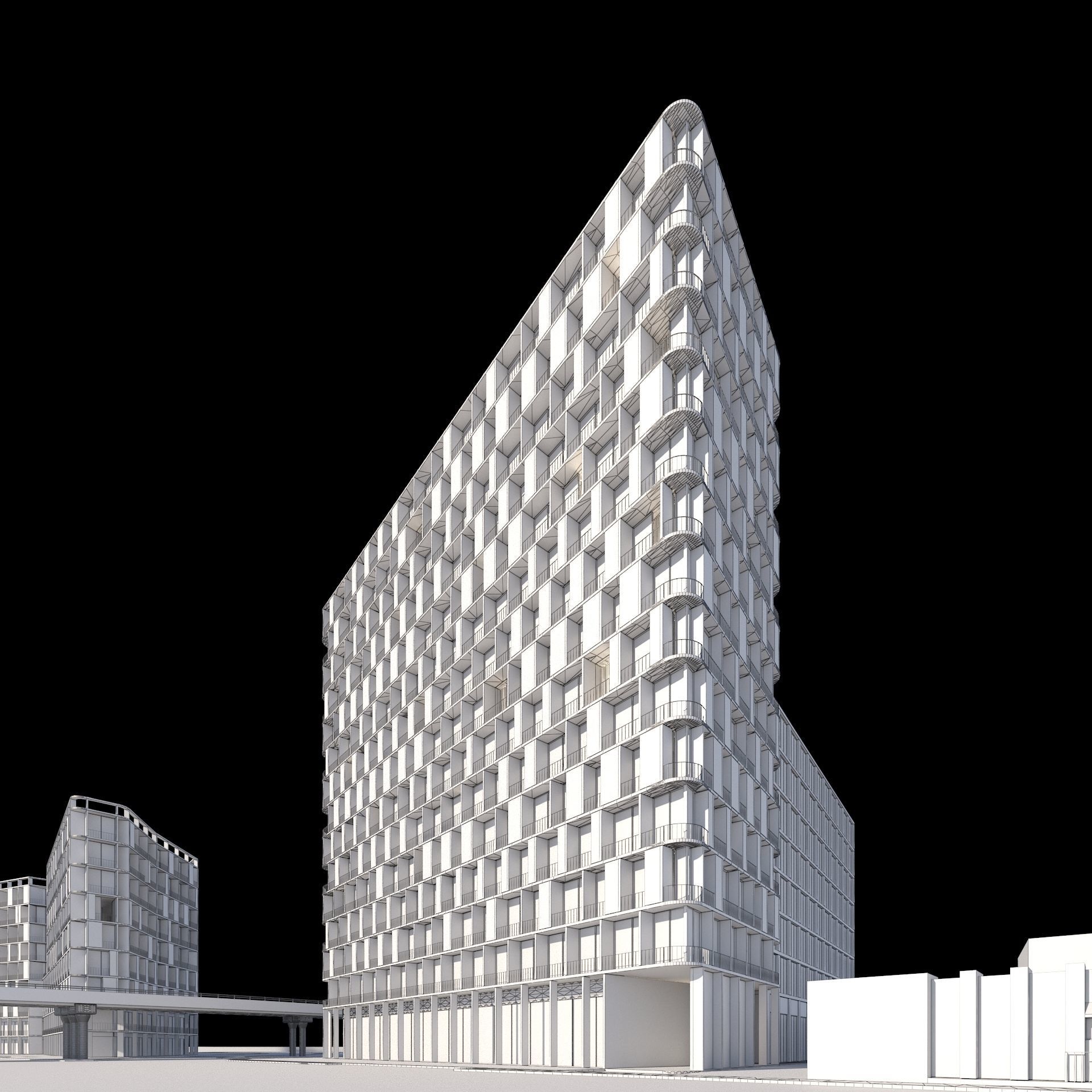 Apartments Building 3D model_4