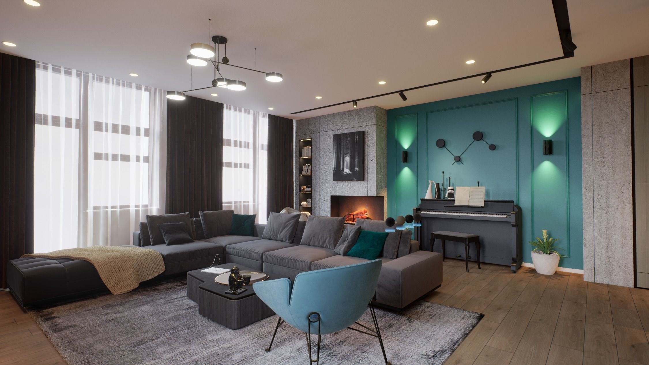 VR ready Living room Unreal engine  Low-poly 3D model_4