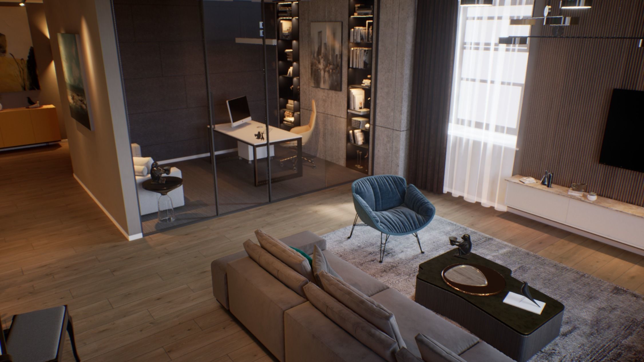 VR ready Living room Unreal engine  Low-poly 3D model_15