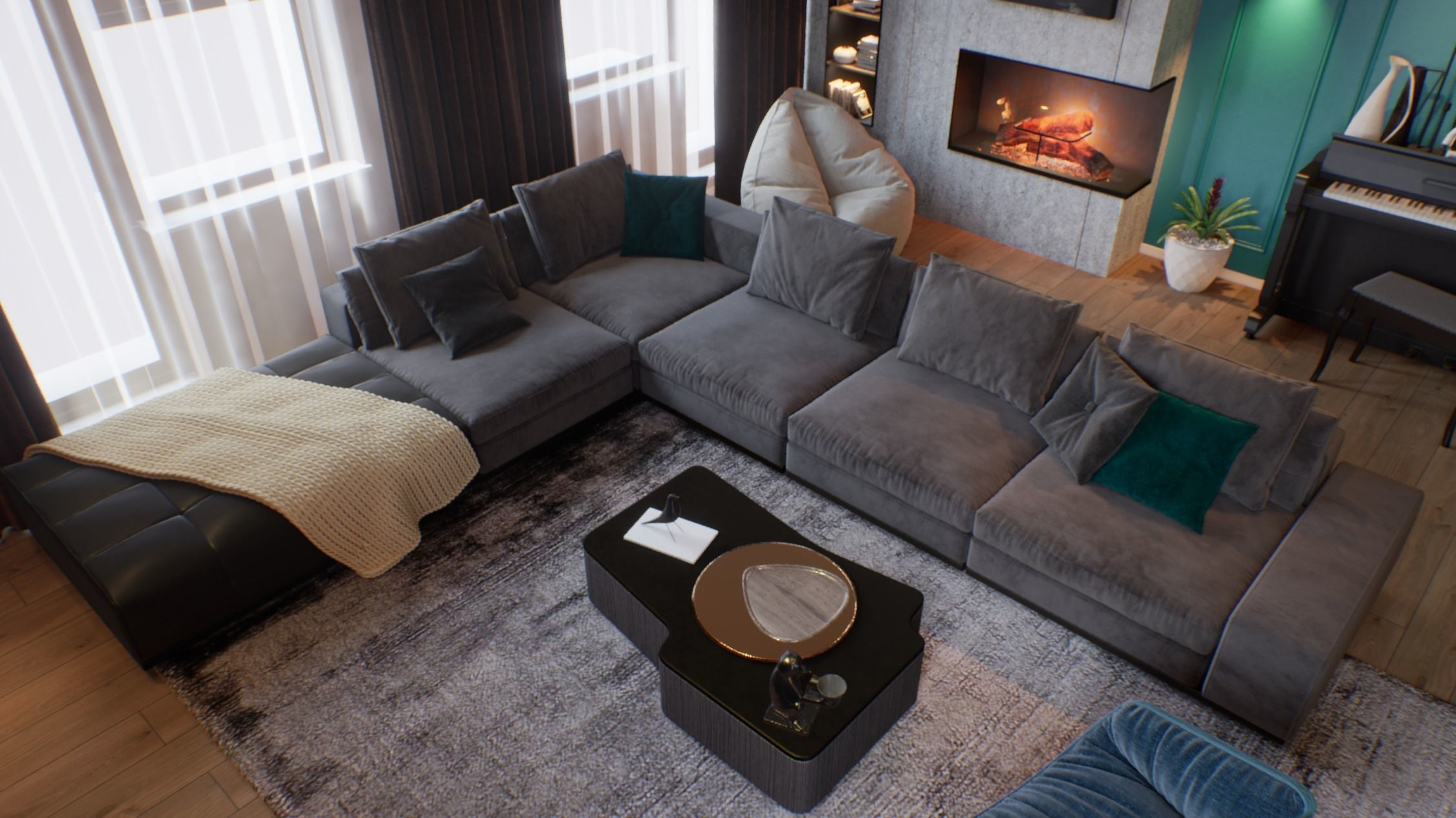 VR ready Living room Unreal engine  Low-poly 3D model_6
