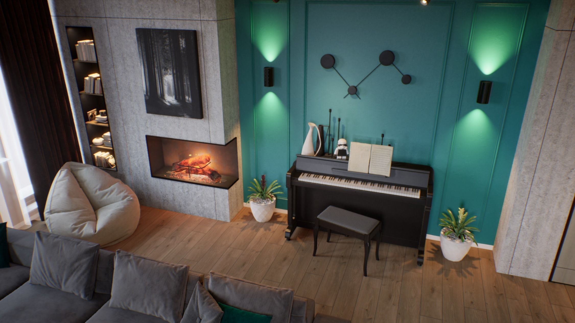 VR ready Living room Unreal engine  Low-poly 3D model_11