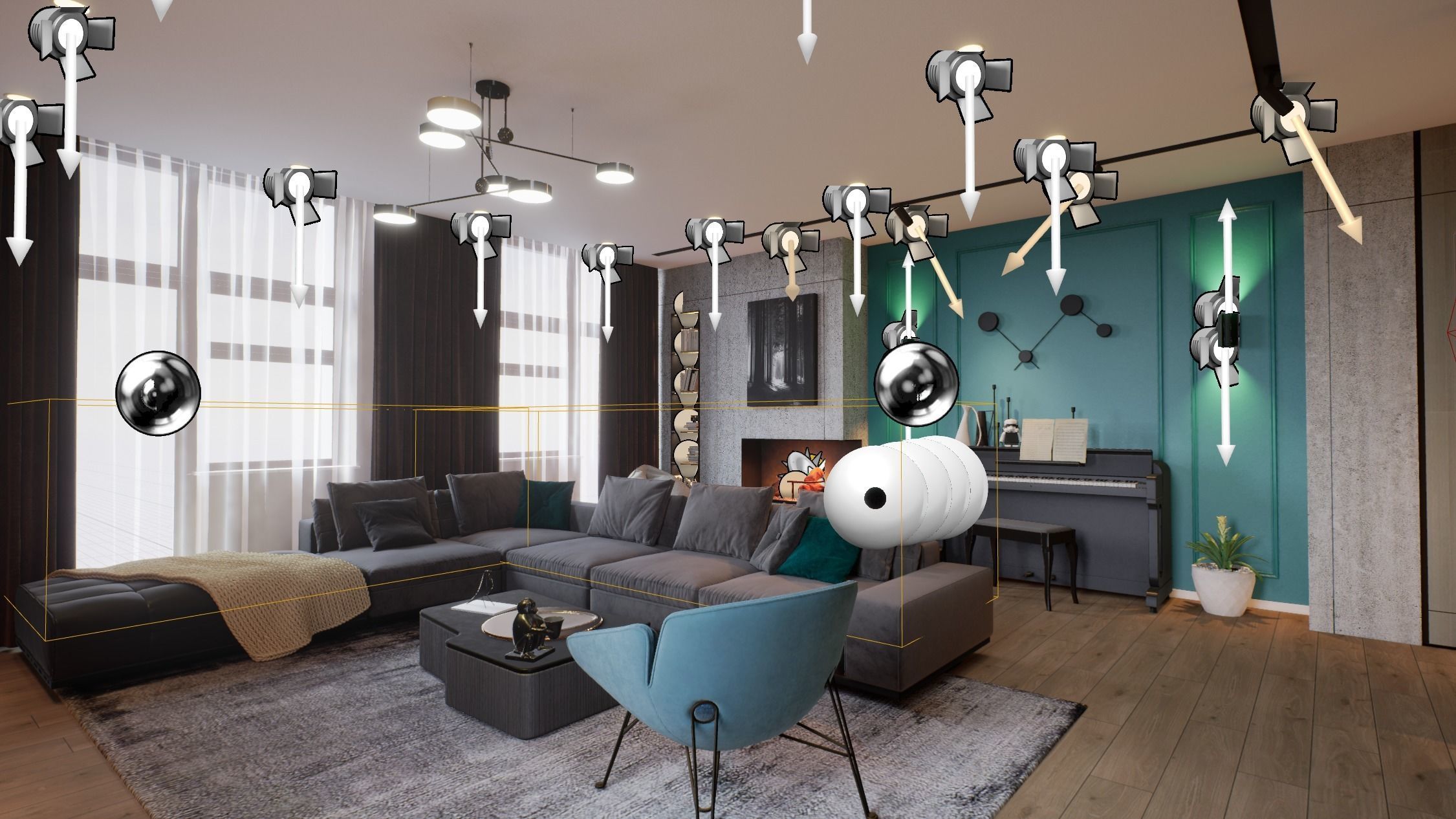 VR ready Living room Unreal engine  Low-poly 3D model_5