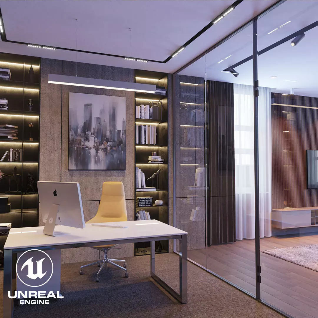 VR ready Living room Unreal engine  Low-poly 3D model_0