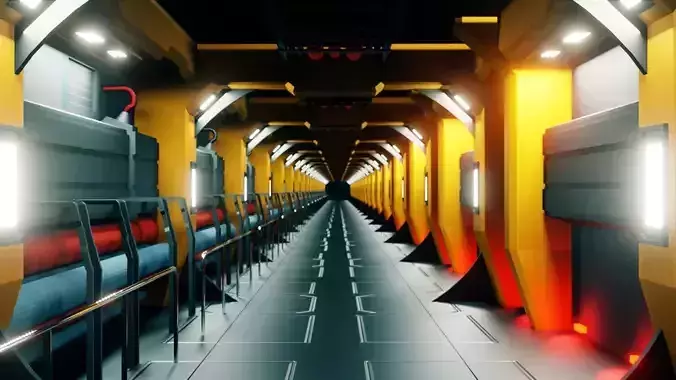 Sci-Fi Corridor - Low Poly Low-poly 3D model