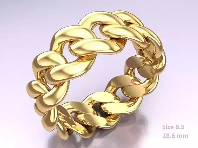 Chain ring - Miami Cuban ring - Link ring - Size 8dot5 - N8531C 3D print model