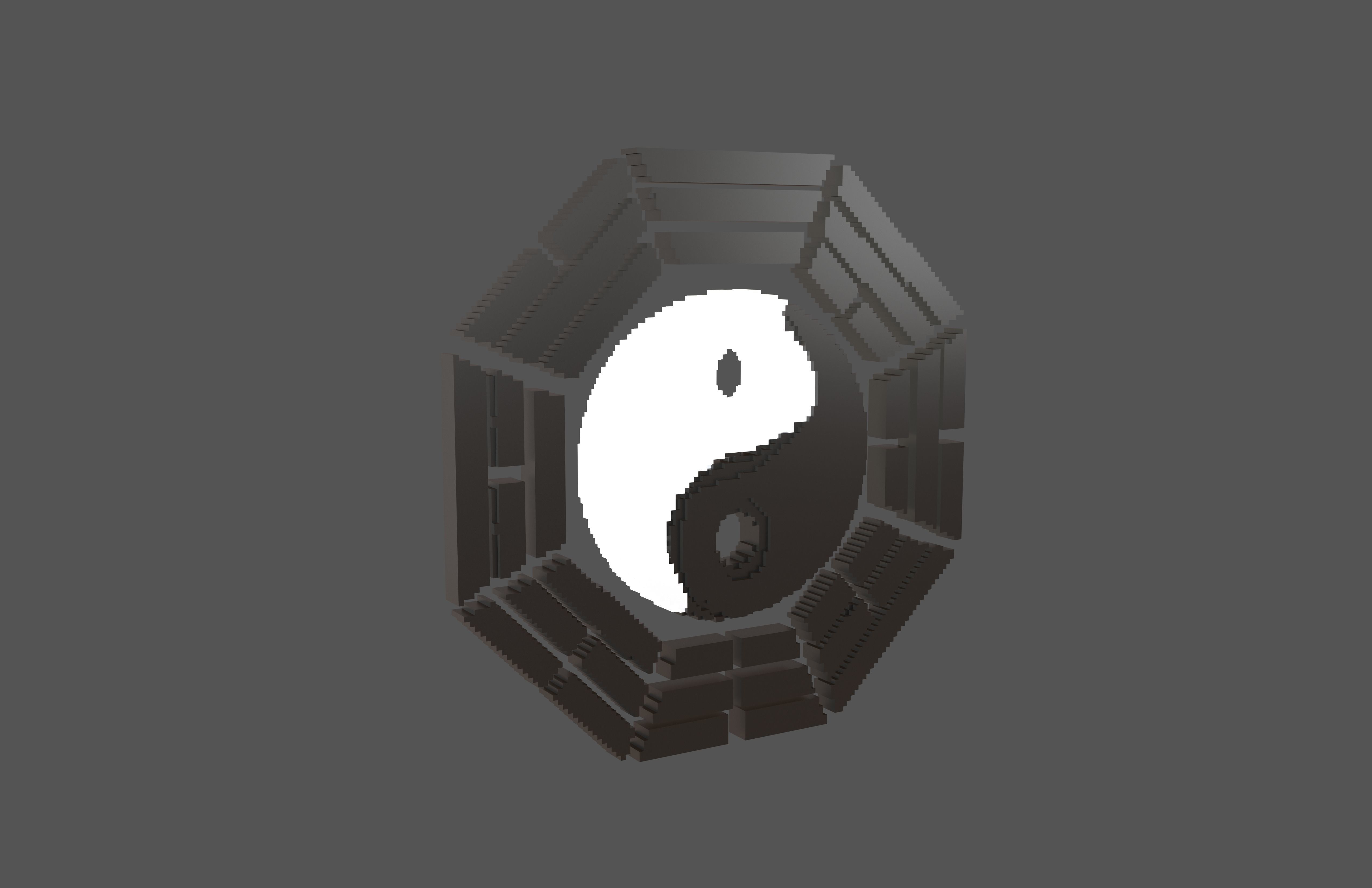 Voxel Taiji Bagua v1 001 Low-poly 3D model_1