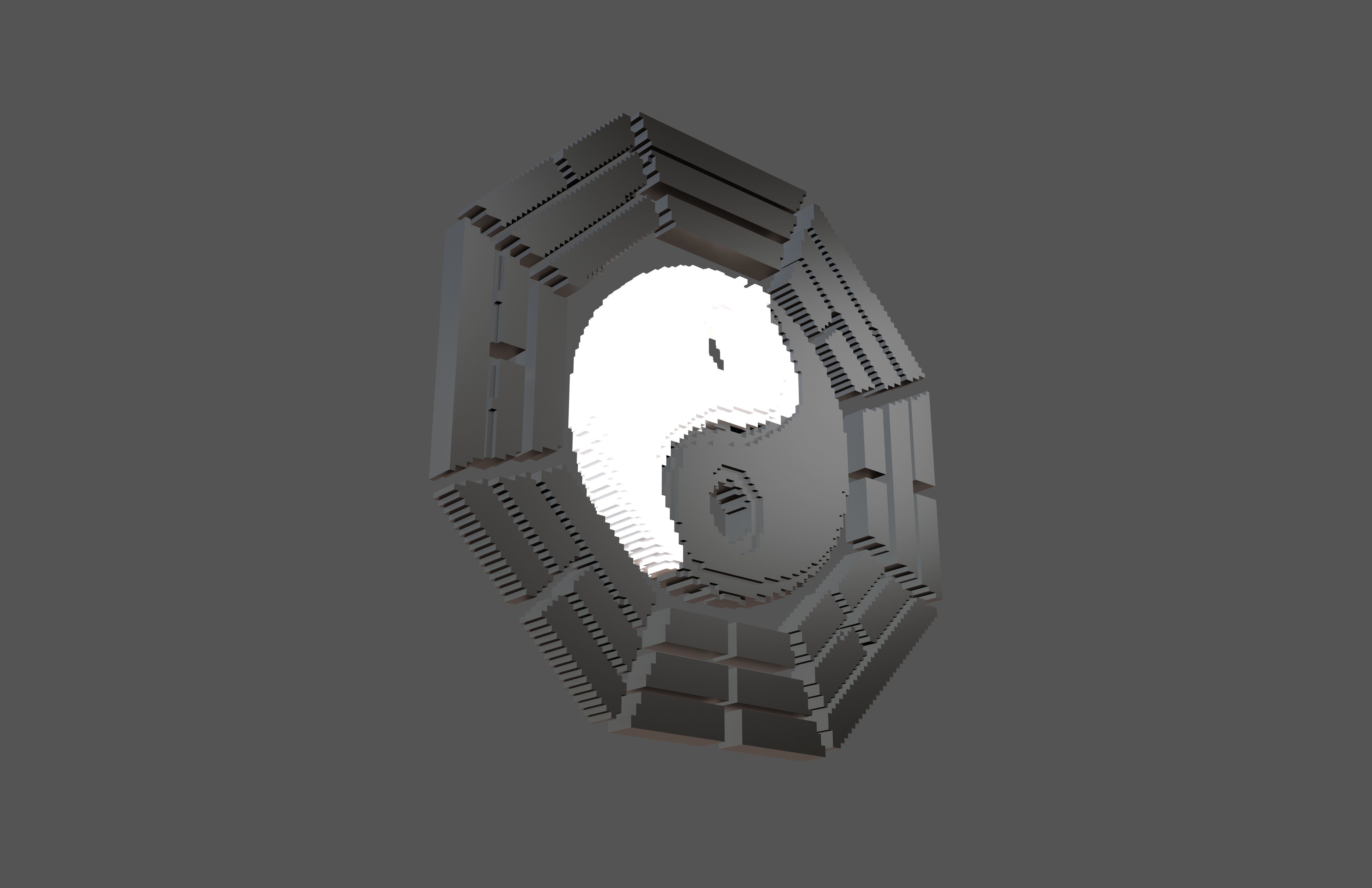 Voxel Taiji Bagua v1 001 Low-poly 3D model_3