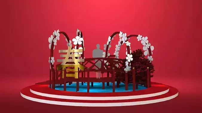 Build instagramable Chinese New Year Display - Bridge of Wealth 3D model