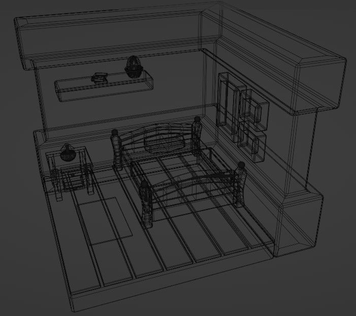 Low poly isometric bedroom Free low-poly 3D model_4