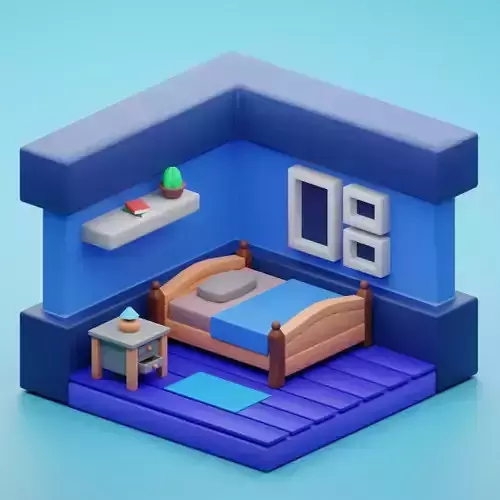 Low poly isometric bedroom