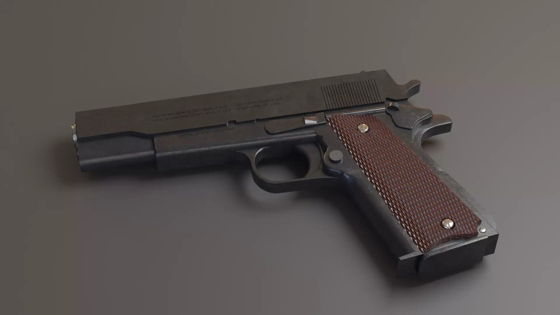Colt 1911 Ultra realistic Game ready  Rigged Gun 3D model Low-poly 3D model_0