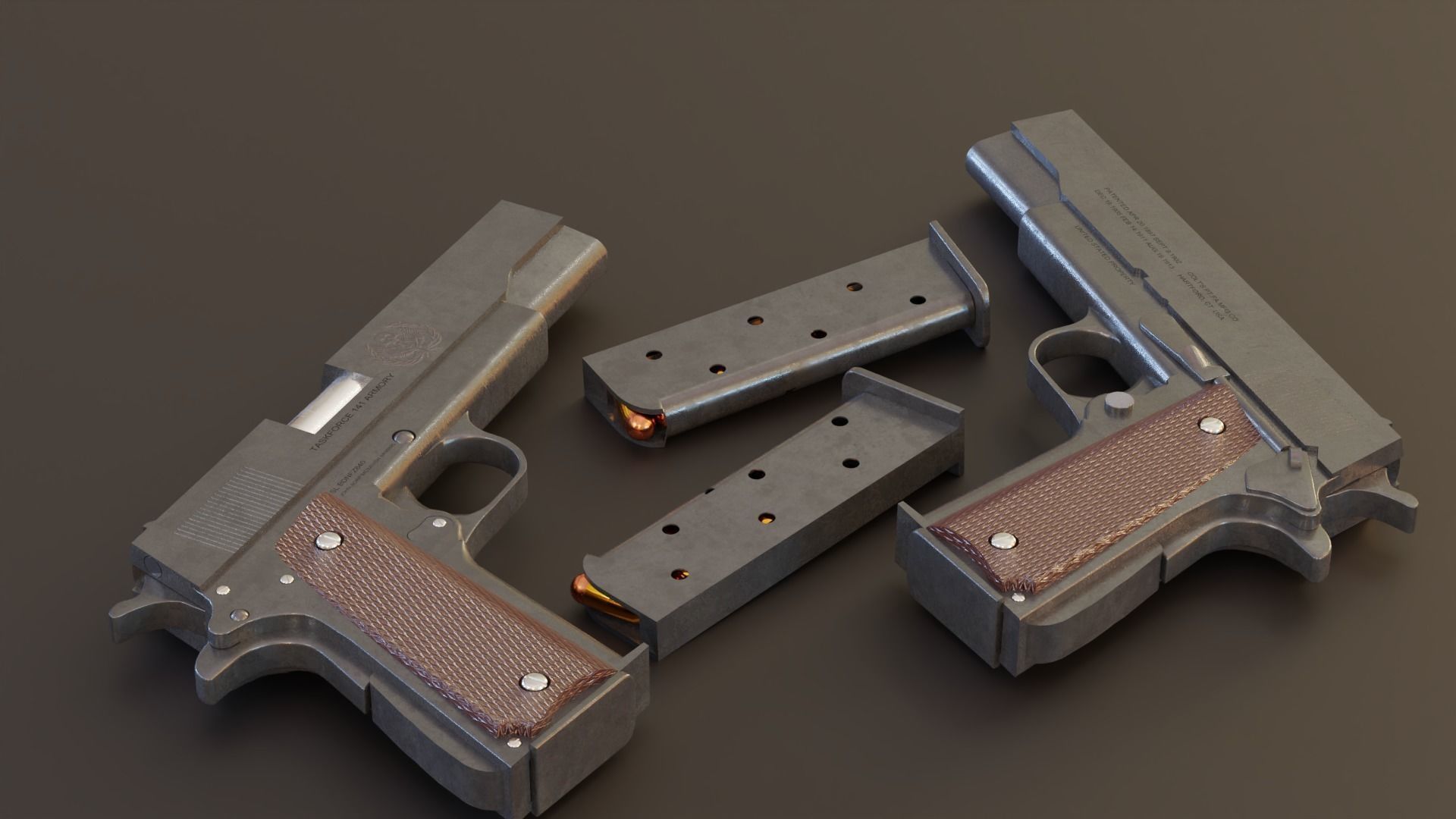 Colt 1911 Ultra realistic Game ready  Rigged Gun 3D model Low-poly 3D model_3