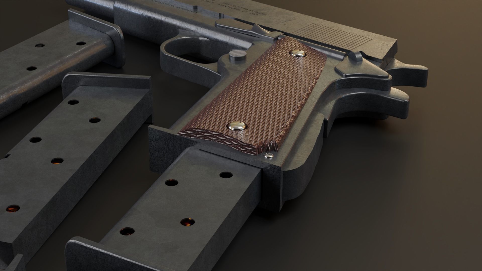 Colt 1911 Ultra realistic Game ready  Rigged Gun 3D model Low-poly 3D model_6