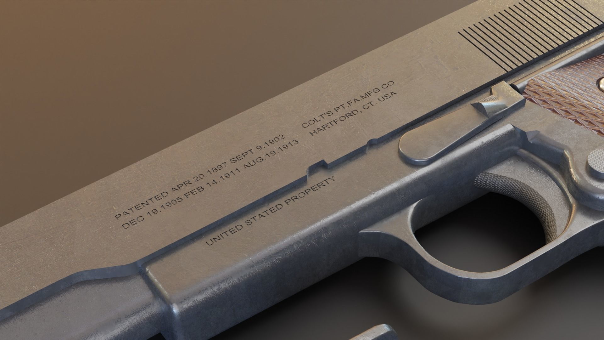 Colt 1911 Ultra realistic Game ready  Rigged Gun 3D model Low-poly 3D model_2