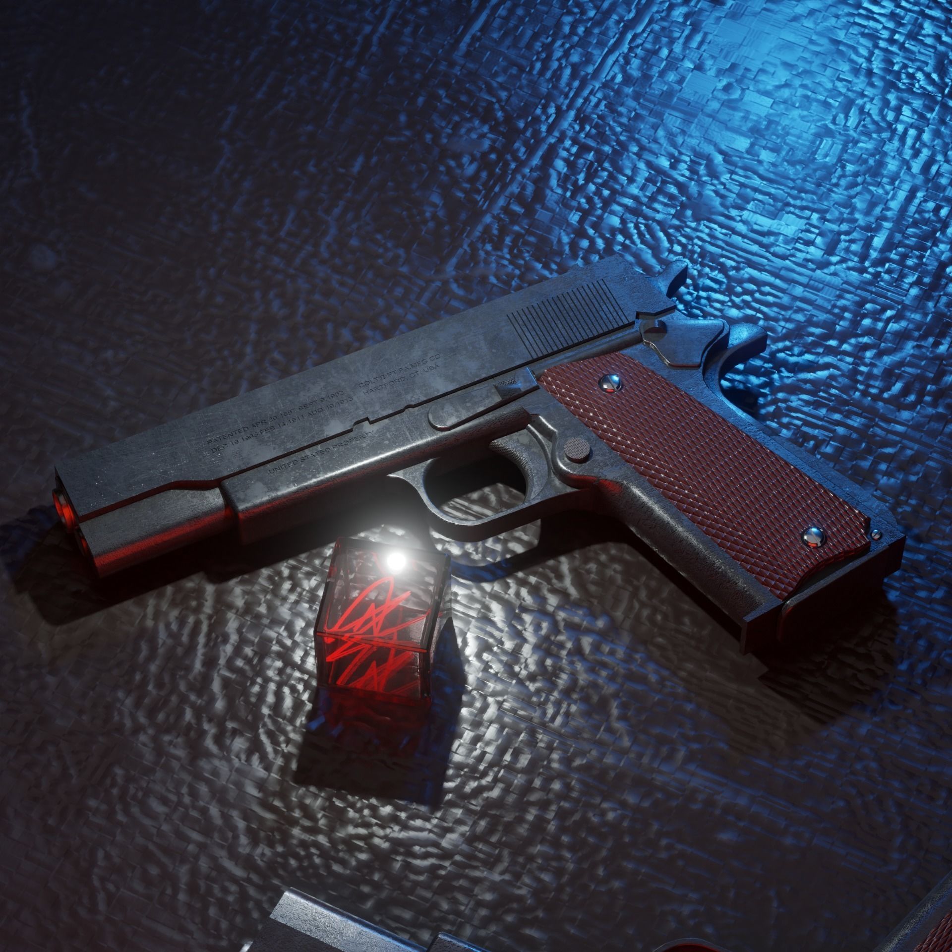 Colt 1911 Ultra realistic Game ready  Rigged Gun 3D model Low-poly 3D model_1