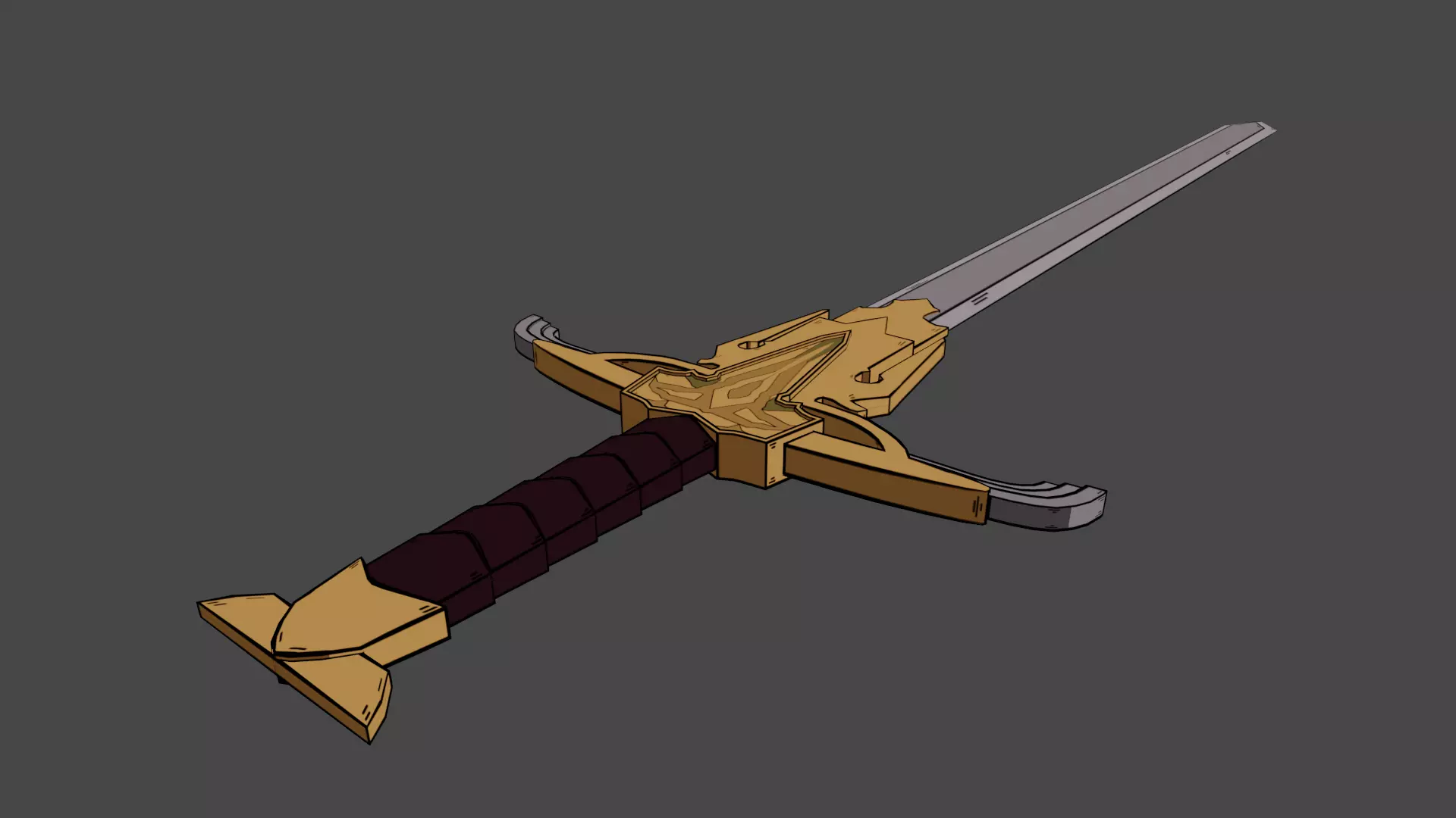 Anime Medieval Fantasy Sword  Low-poly 3D model_0