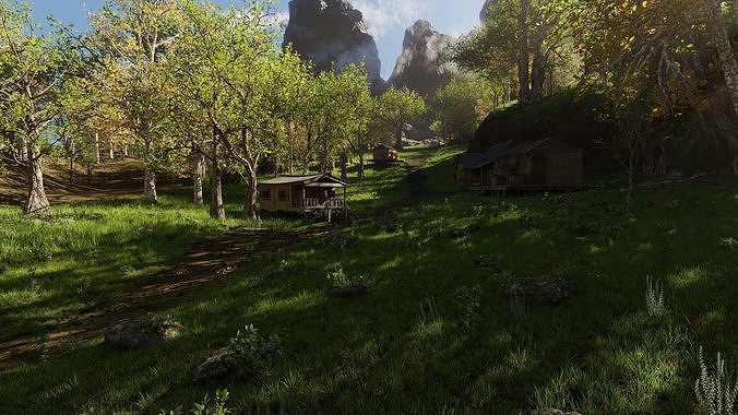 Medieval Pathway Scene 3D model 6