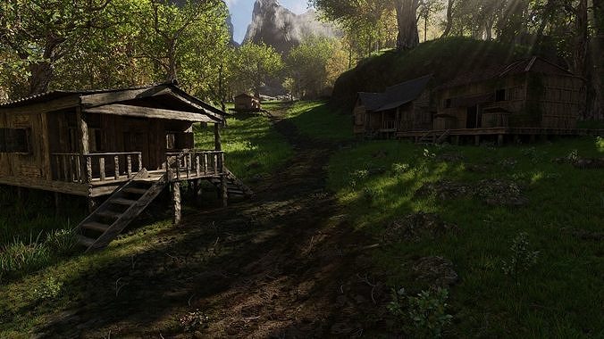 Medieval Pathway Scene 3D model 5