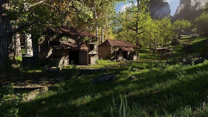 Medieval Pathway Scene 3D model 3