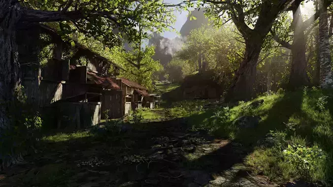 Medieval Pathway Scene 3D model