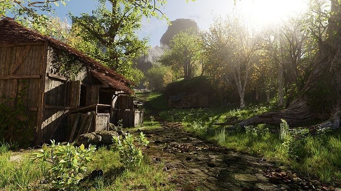 Medieval Pathway Scene 3D model 2