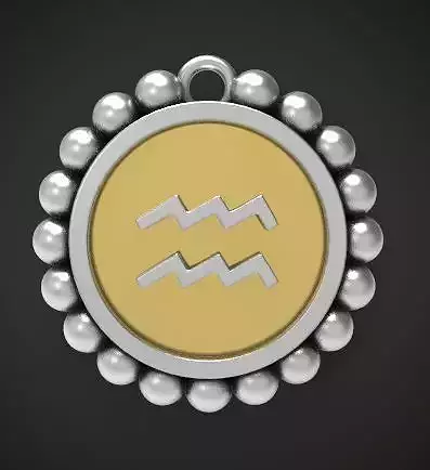Aquarius Zodiac Sign Pendant Charm 3D Print Model 3D print model
