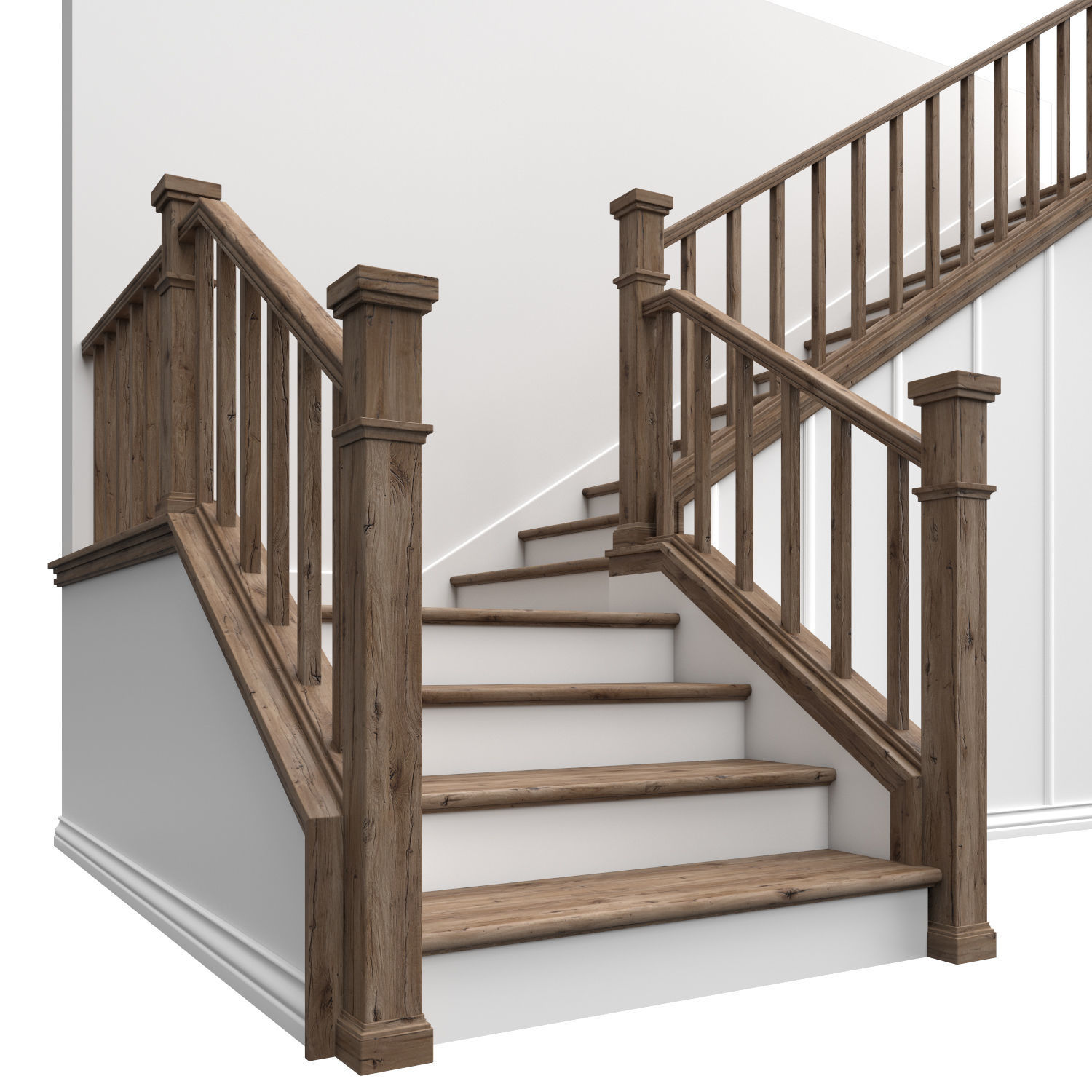 Traditional staircase 3D model_2