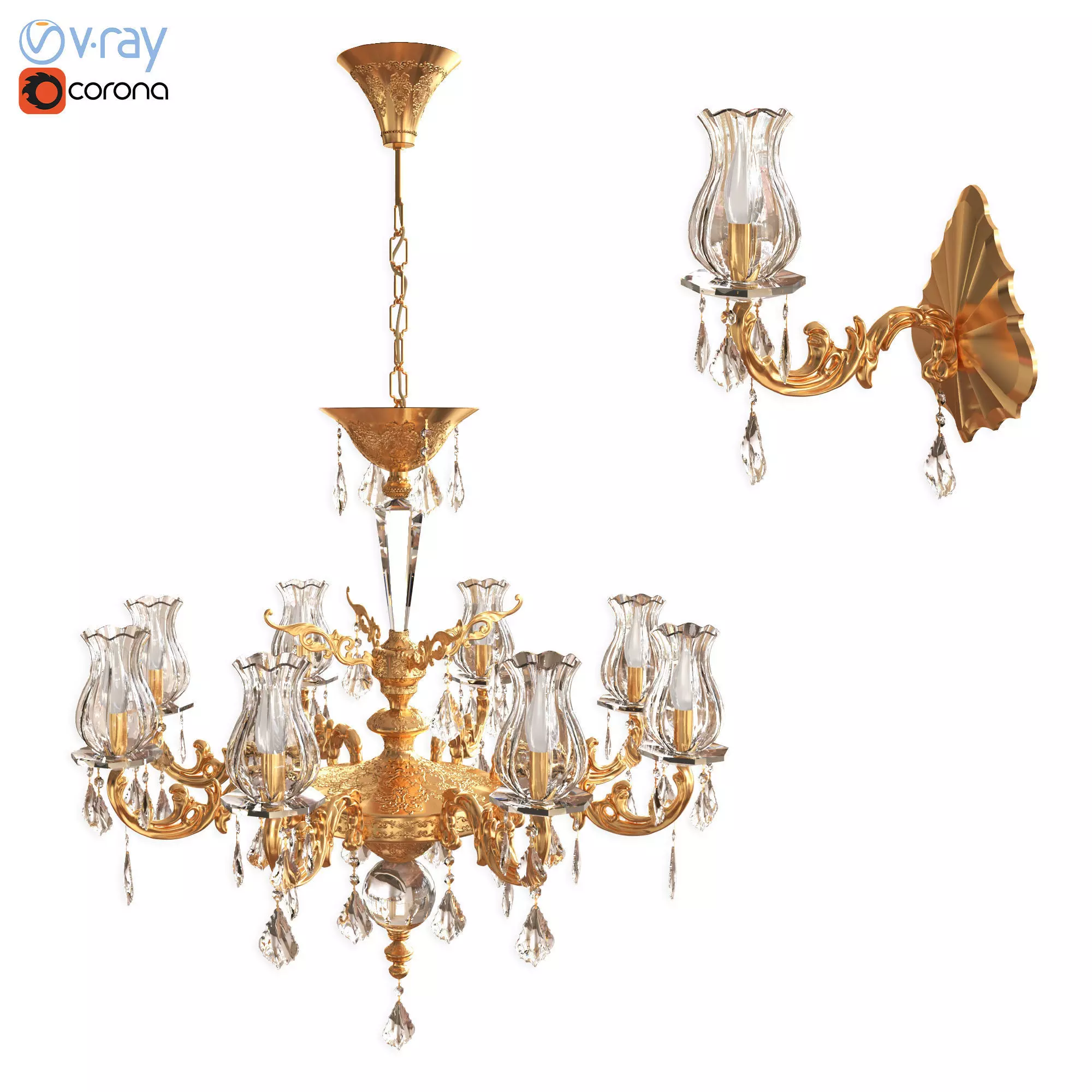 Classic Chandelier 001 3D model