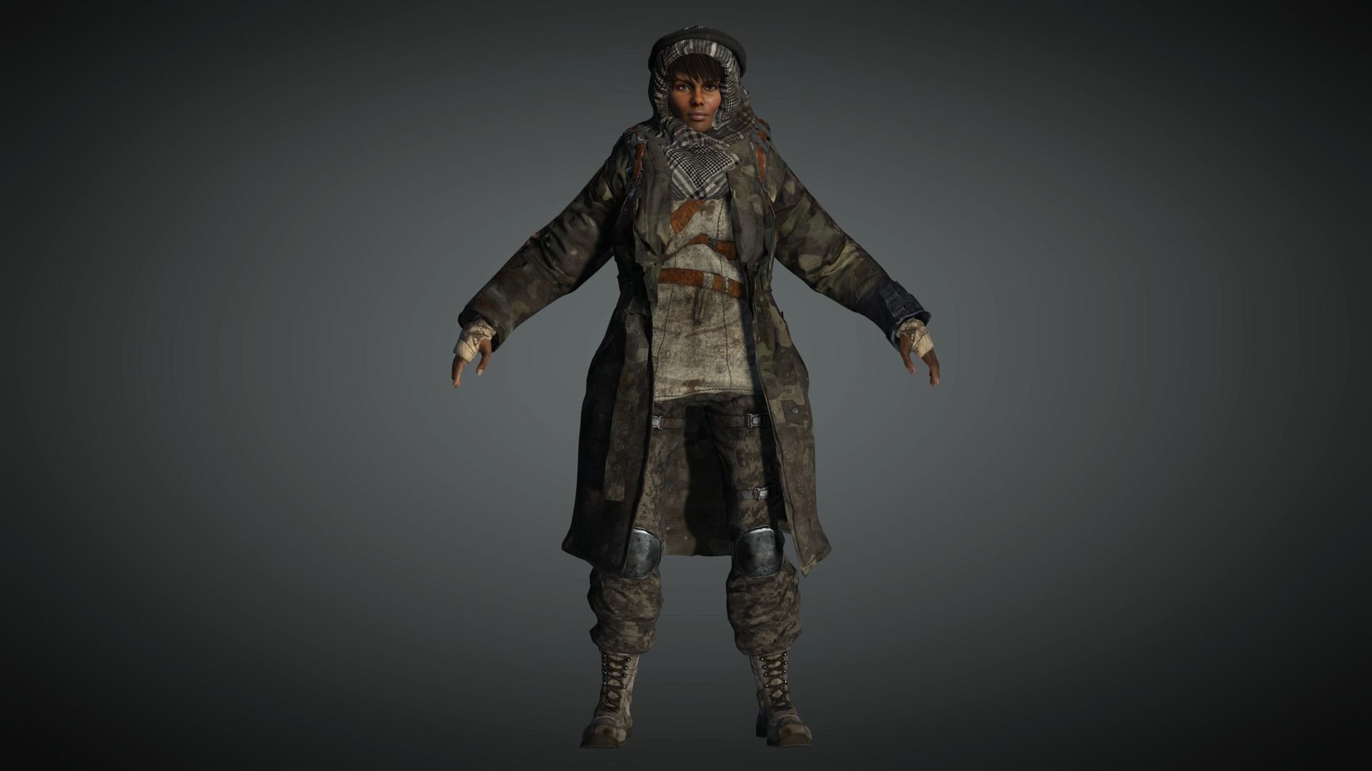 AAA Apocalypse Female Character 02 Low-poly 3D model_1