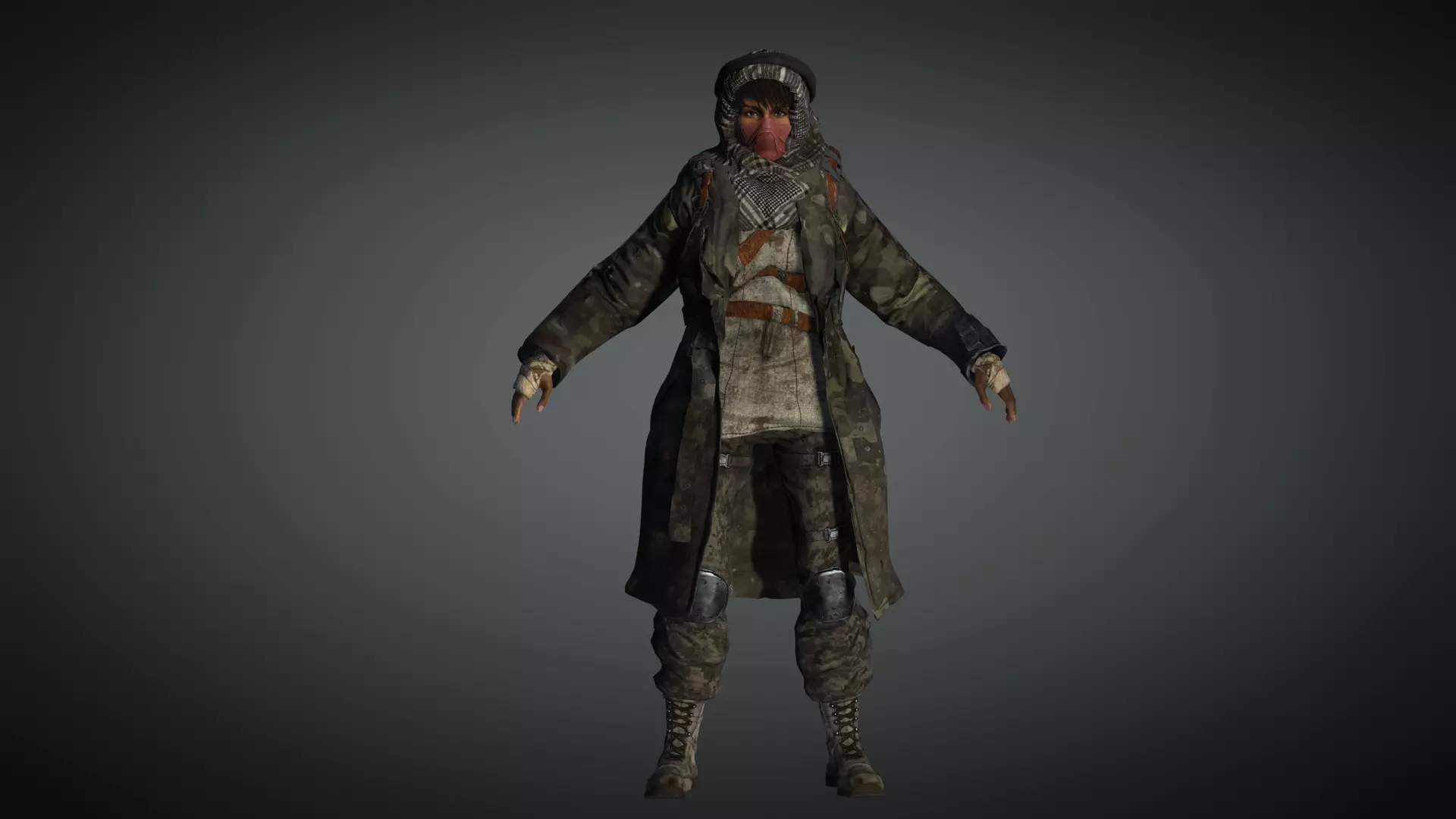 AAA Apocalypse Female Character 02 Low-poly 3D model_0