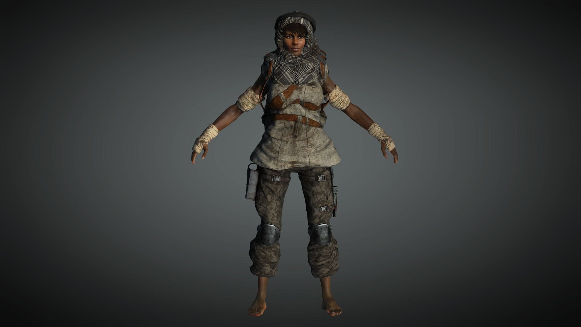 AAA Apocalypse Female Character 02 Low-poly 3D model_3