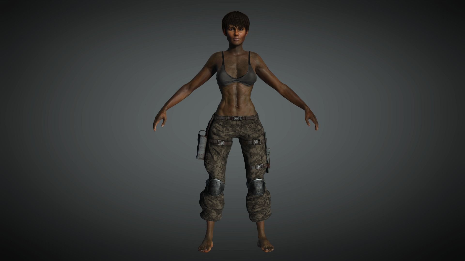AAA Apocalypse Female Character 02 Low-poly 3D model_4