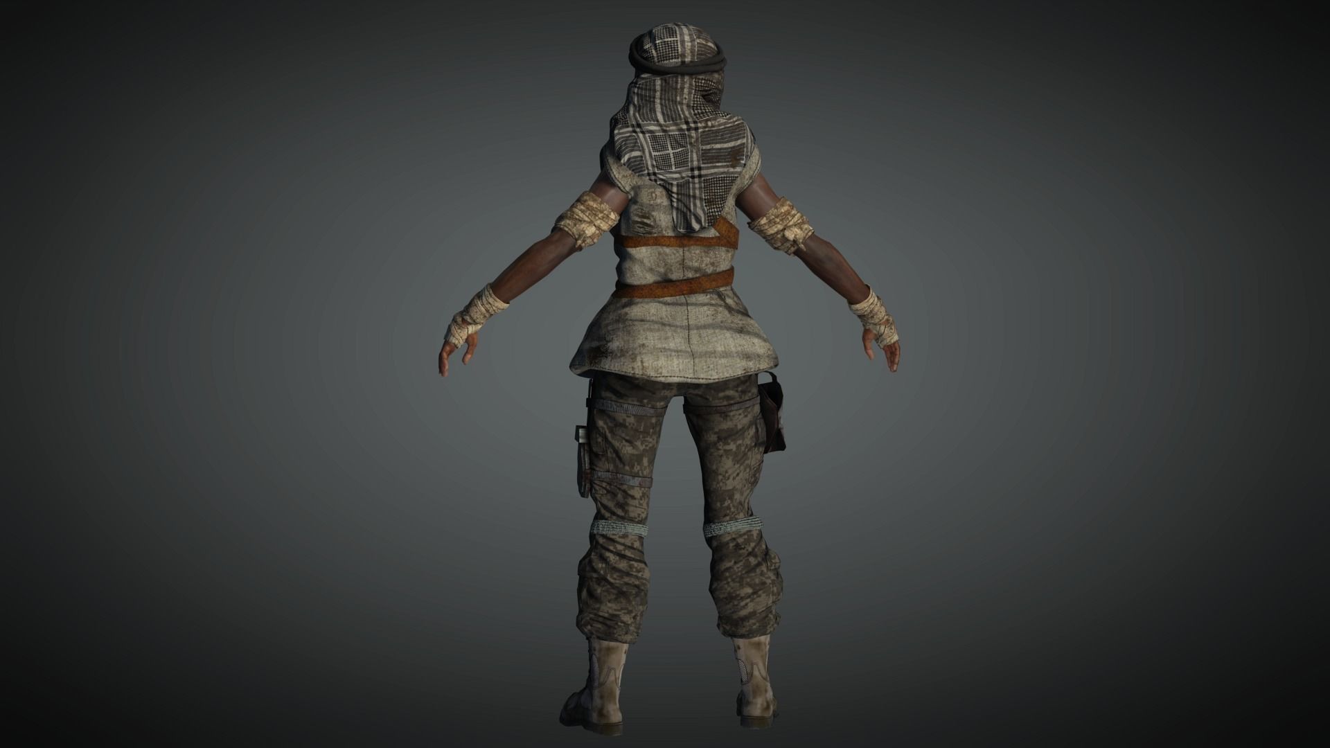AAA Apocalypse Female Character 02 Low-poly 3D model_9