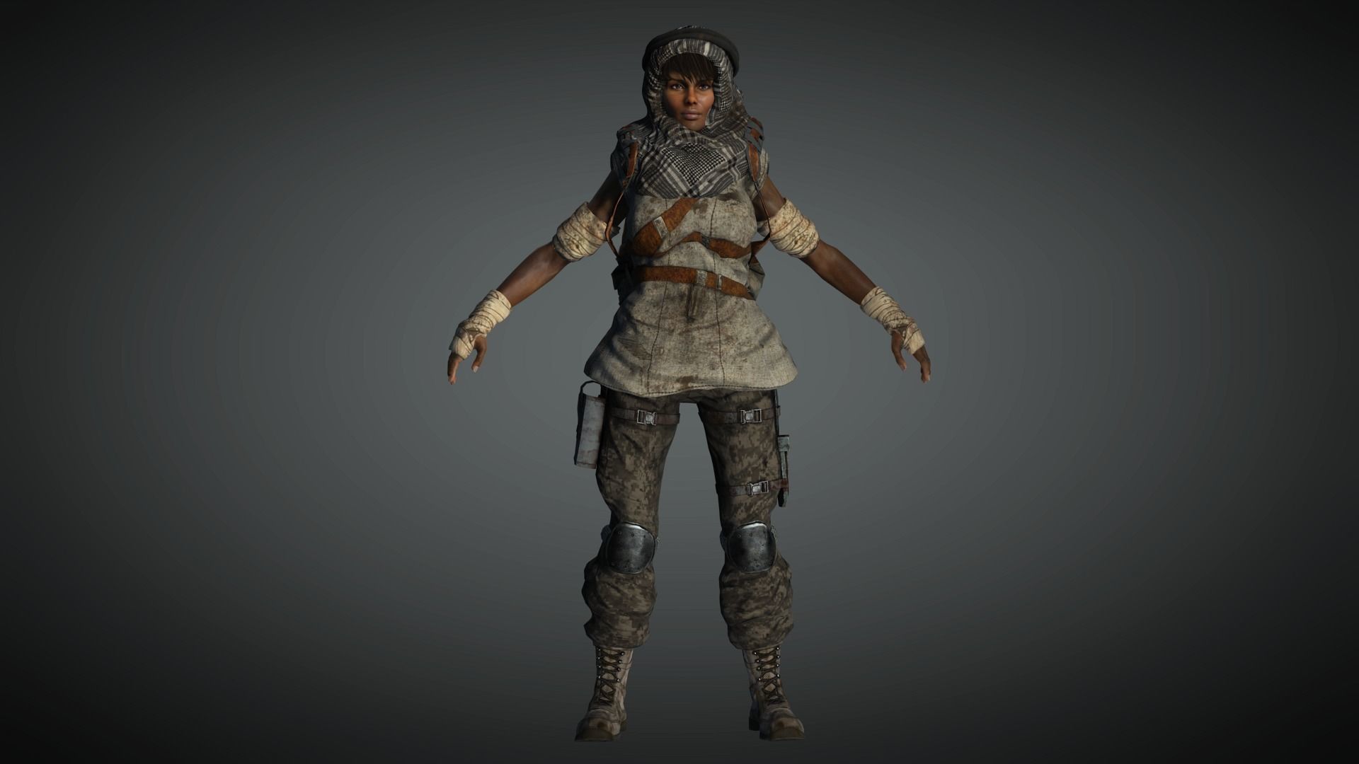 AAA Apocalypse Female Character 02 Low-poly 3D model_2
