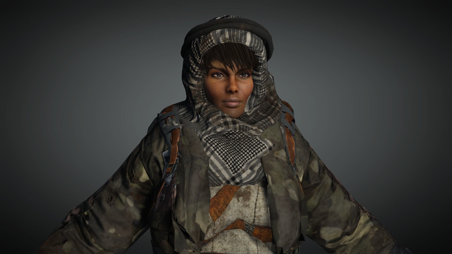 AAA Apocalypse Female Character 02 Low-poly 3D model_13