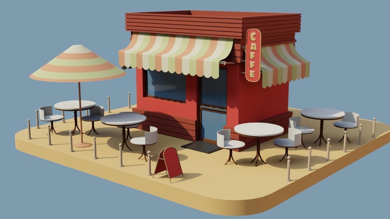 Five Stores of High Quality Low-poly 3D model_8