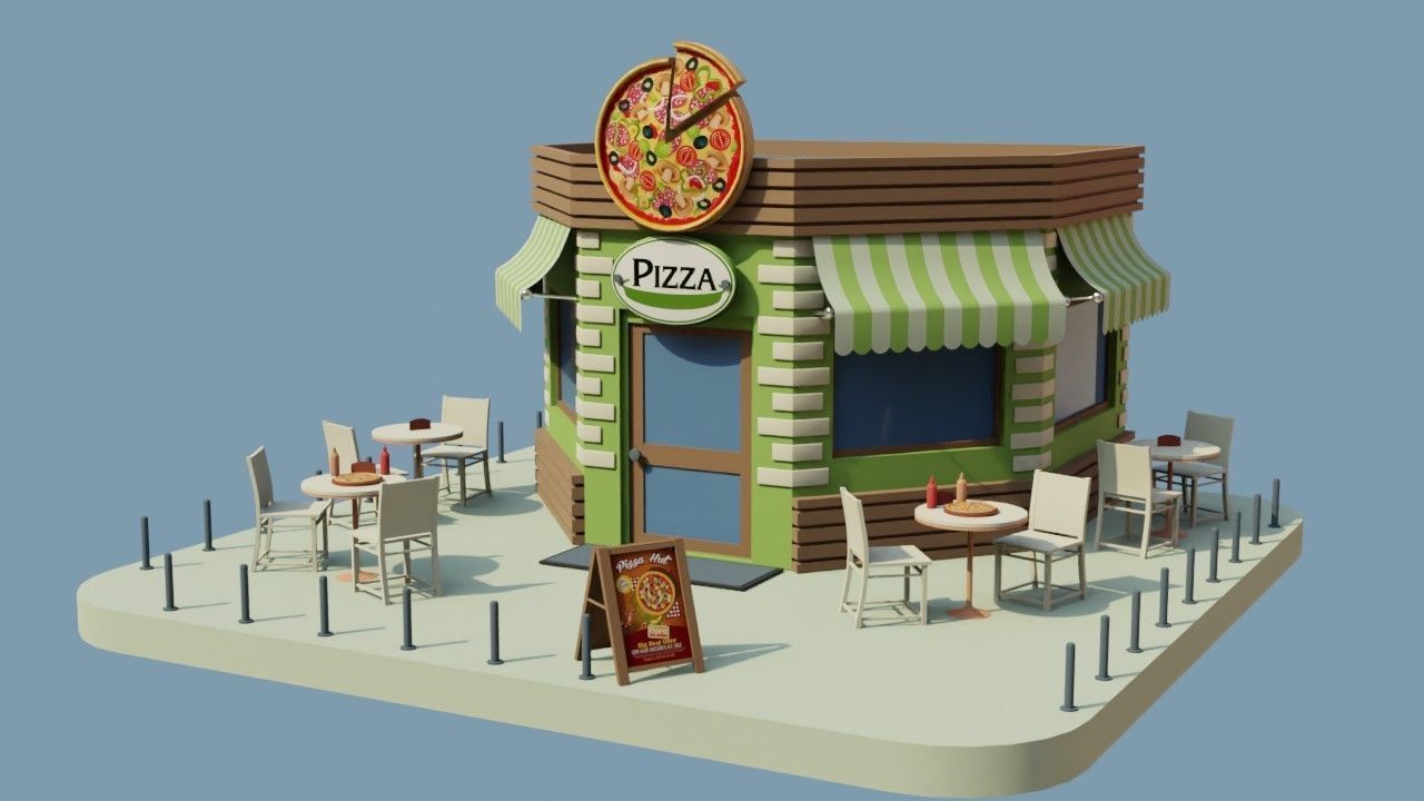 Five Stores of High Quality Low-poly 3D model_5